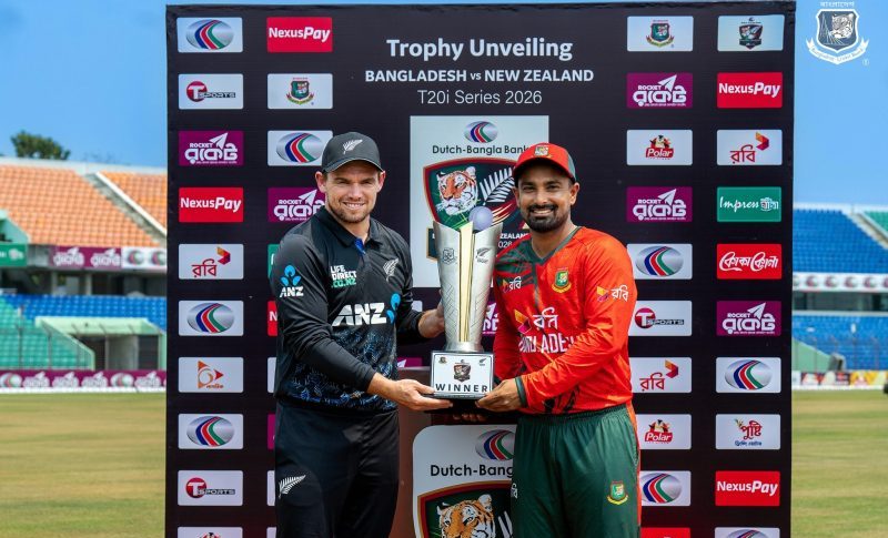 টি–টুয়েন্টি সিরিজের ট্রফি উন্মোচনে ল্যাথাম ও লিটন